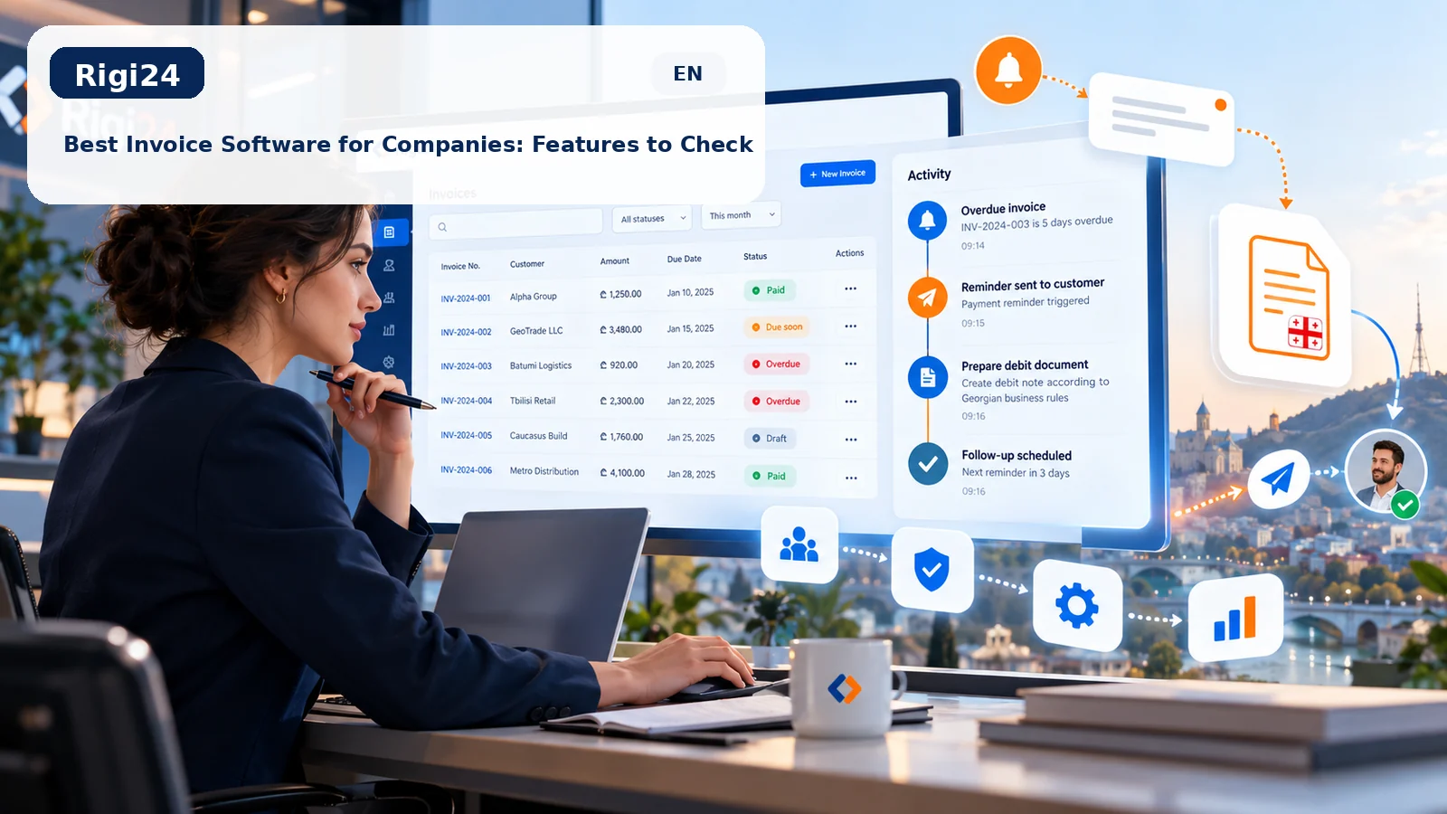 Professional company invoice features in Rigi24 Faktorsaz