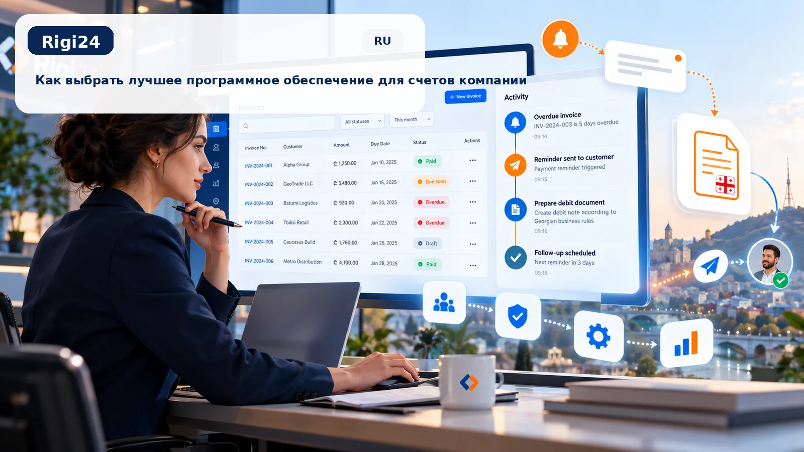 Профессиональные функции Rigi24 Faktorsaz для счетов компании