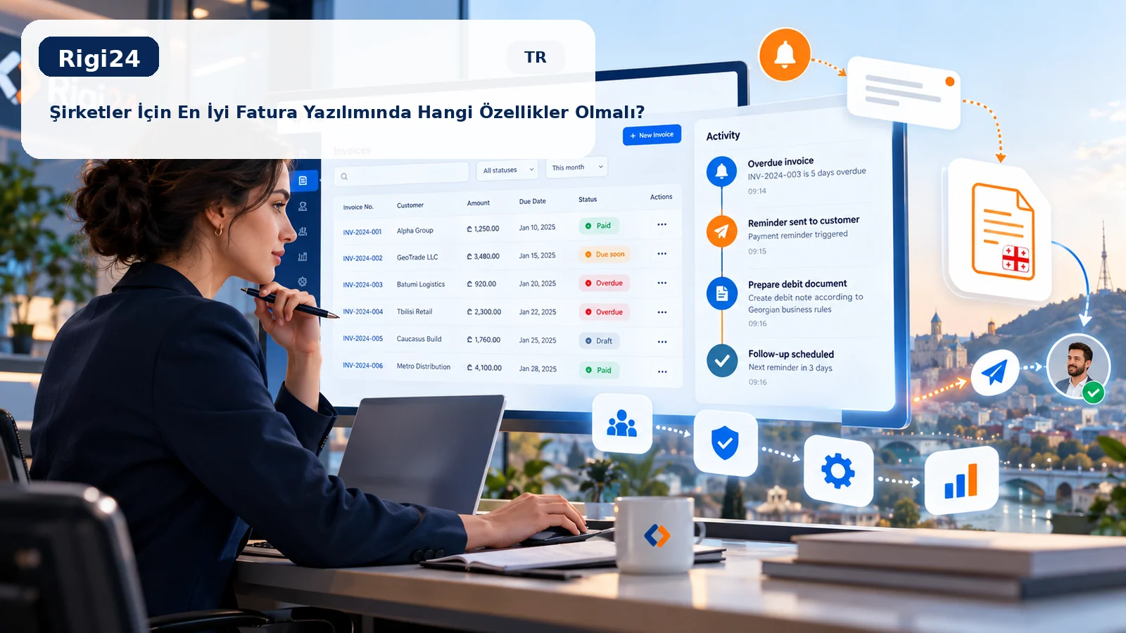 Şirketler için Rigi24 Faktorsaz profesyonel fatura özellikleri