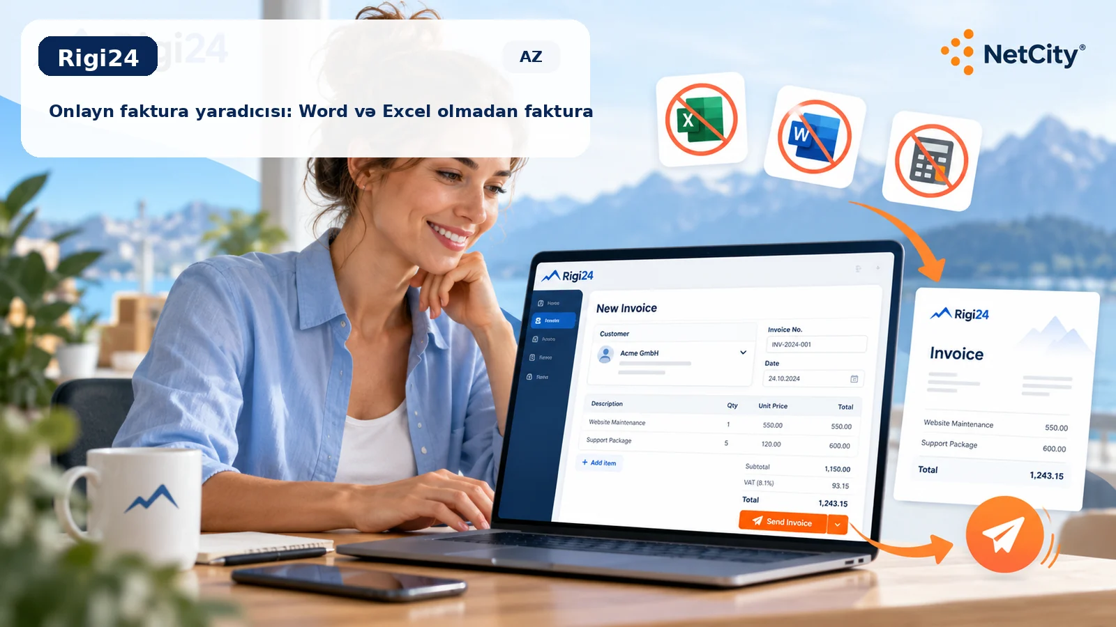 Rigi24 Faktorsaz ilə Word və Excel olmadan onlayn faktura yaratmaq