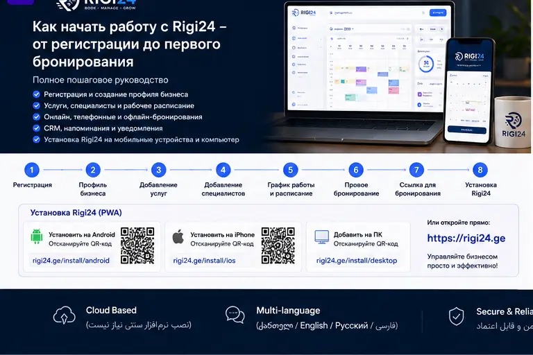 Как начать работу с Rigi24 — от регистрации до первой записи и установки приложения